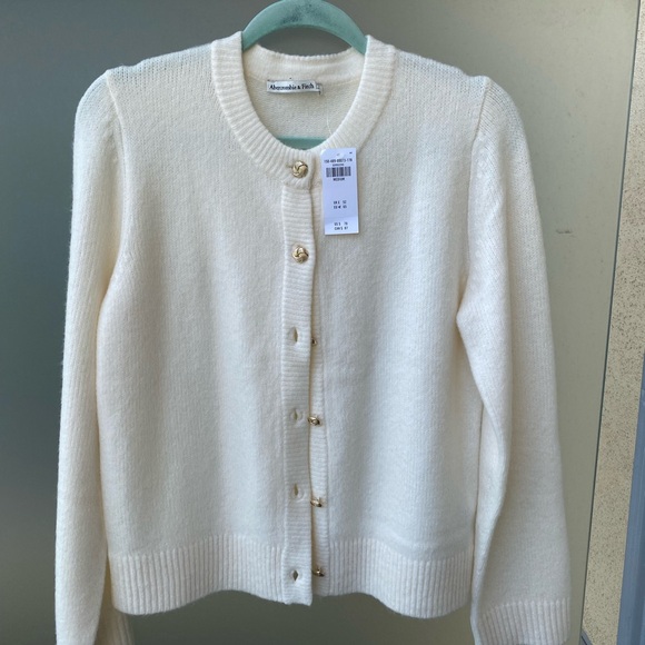 Abercrombie & Fitch Sweaters - Abercrombie & Fitch Ivory Button-Front Cardigan with Gold Buttons